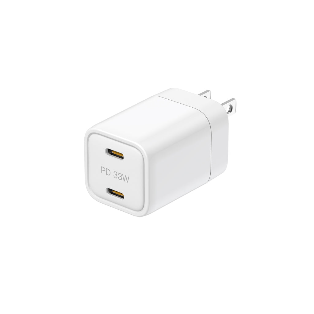 33W PD 2-Port Dual USB-C Wall Charger | 4 Interchangeable Plugs (UK/EU/AU/US)