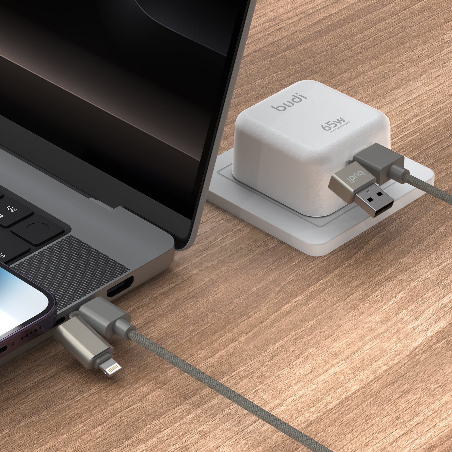 PD 65W/27W 4-IN-1 Multi-Connector Fast Charging Cable 1m | Pure Copper Core | Nylon Braided | Aluminum Alloy Shell