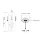 33W PD/PPS Single USB-C Mini Car Charger | Fire-Resistant PC Shell
