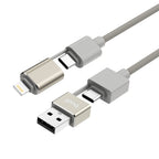 PD 65W/27W 4-IN-1 Multi-Connector Fast Charging Cable 1m | Pure Copper Core | Nylon Braided | Aluminum Alloy Shell