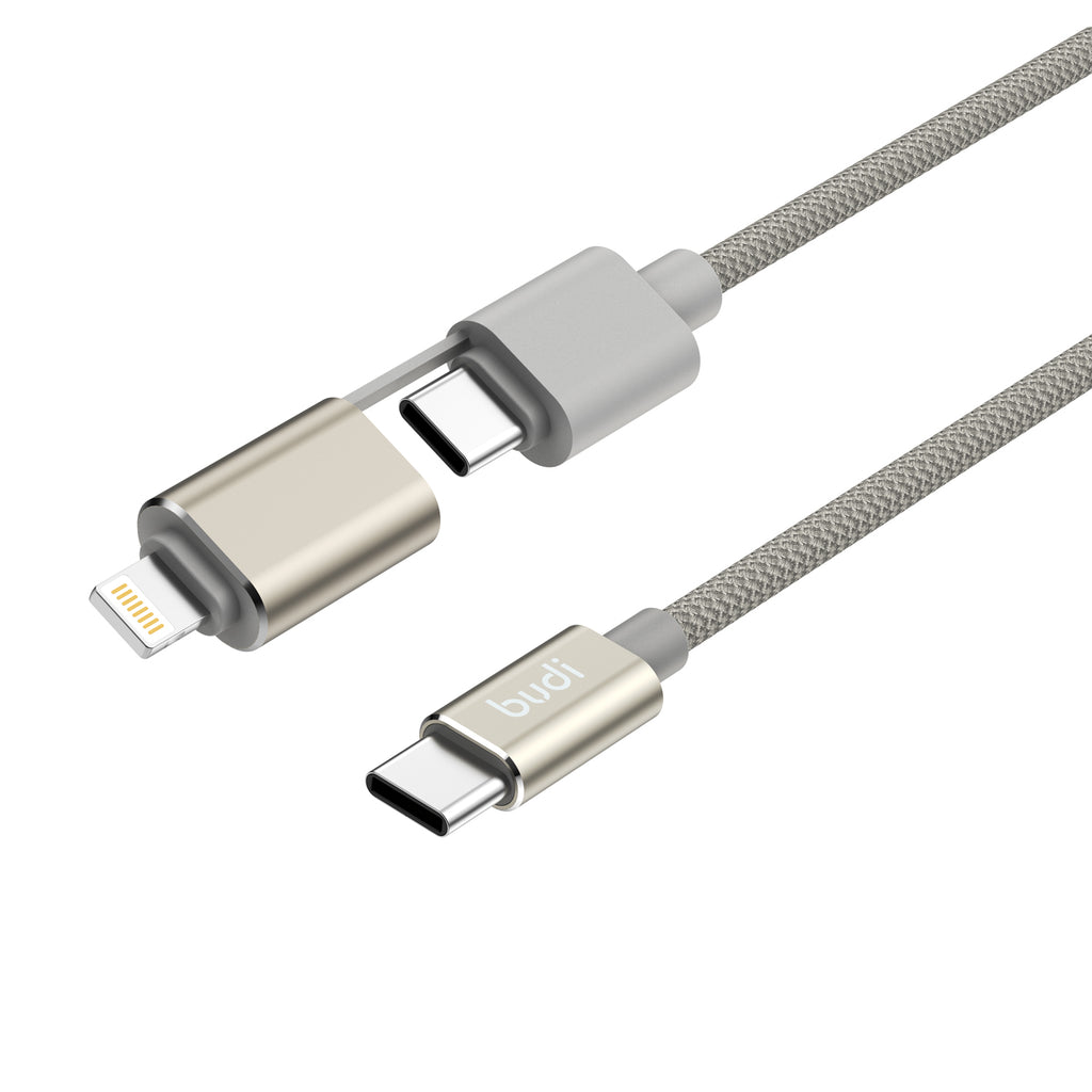 2-IN-1 USB-C Multi-Connector Fast Charging Cable 1m | Pure Copper Core | Nylon Braided | Aluminum Alloy Shell