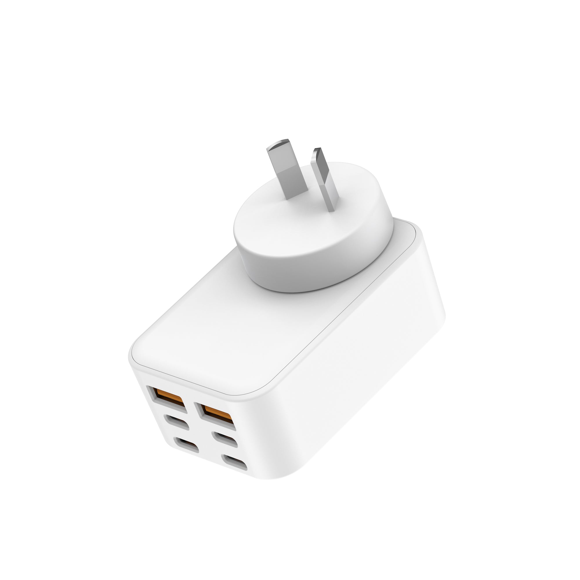 60W PD+QC 6-Port USB Wall Charger (4x USB-C + 2x USB-A) | 4 Interchangeable Plugs (UK/EU/AU/US)