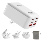 60W PD+QC 6-Port USB Wall Charger (4x USB-C + 2x USB-A) | 4 Interchangeable Plugs (UK/EU/AU/US)