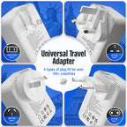 60W PD+QC 6-Port USB Wall Charger (4x USB-C + 2x USB-A) | 4 Interchangeable Plugs (UK/EU/AU/US)
