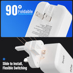 60W PD+QC 6-Port USB Wall Charger (4x USB-C + 2x USB-A) | 4 Interchangeable Plugs (UK/EU/AU/US)