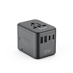 20W PD 4-Port USB Wall Charger (2x USB-C + 2x USB-A) | 4 Interchangeable Plugs (UK/EU/AU/US)