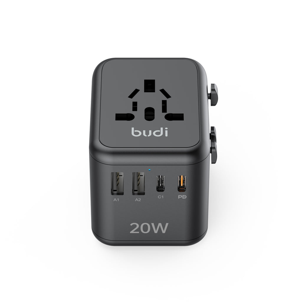 20W PD 4-Port USB Wall Charger (2x USB-C + 2x USB-A) | 4 Interchangeable Plugs (UK/EU/AU/US)