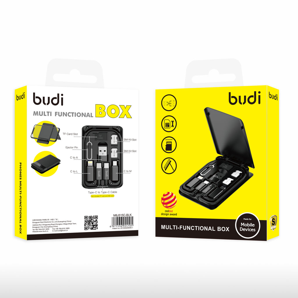 Multi-Functional Phone Accessories Box | 6-IN-1 Cable + SIM Kit + Phone Cradle