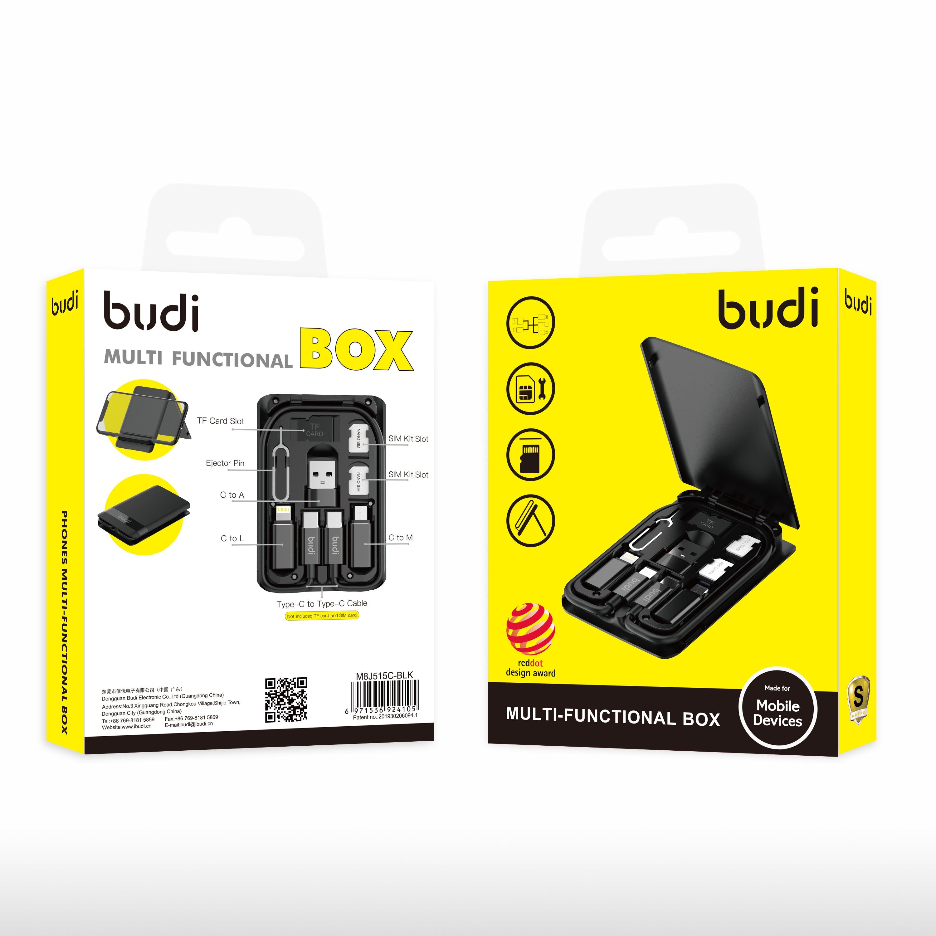 Multi-Functional Phone Accessories Box | 6-IN-1 Cable + SIM Kit + Phone Cradle