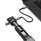 9-IN-1 Multi-Functional Cable Stick (Black) | 6-Type Multi-Cable + SIM Kit + TF Card Reader + Phone Cradle