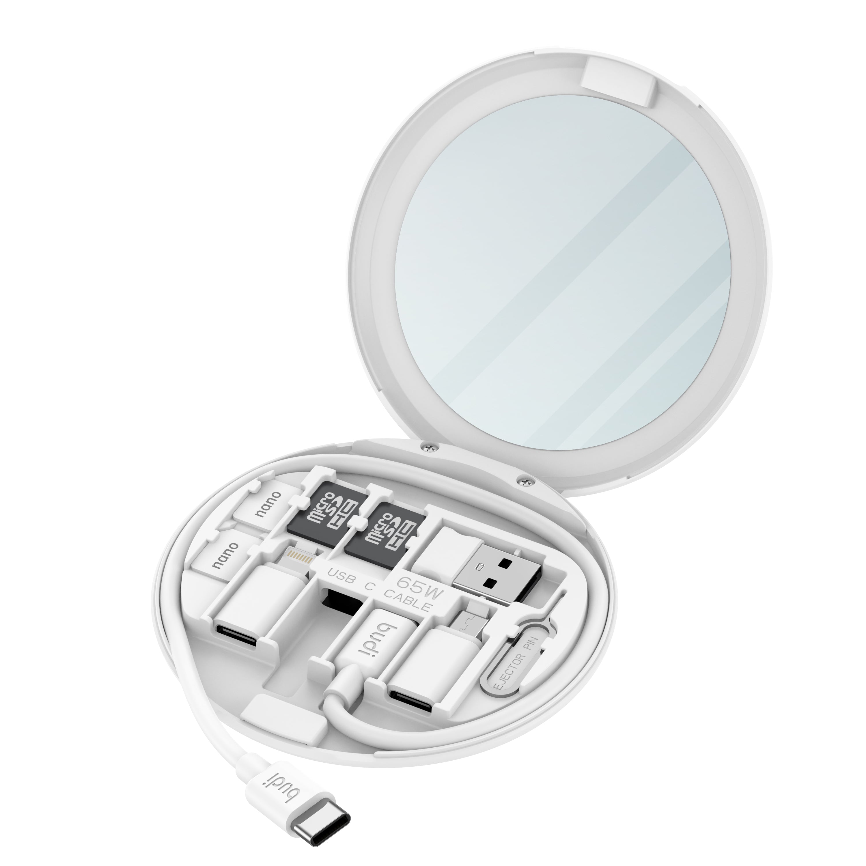 11-IN-1 Multi-Functional Phone Accessories Box | 6-IN-1 Cable + SIM Kit + Phone Cradle + Make-up Mirror