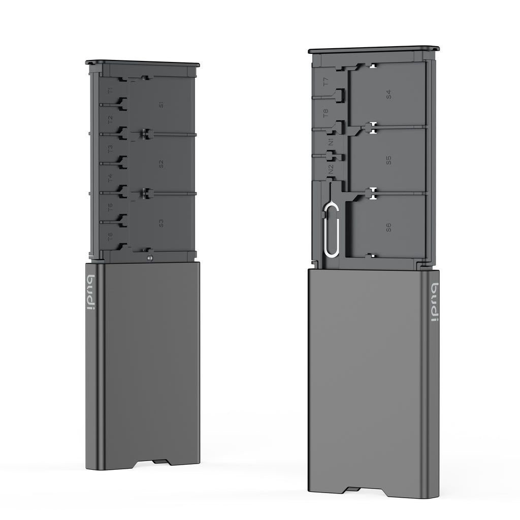 Multi-Functional Memory Card Storage Box | SD, TF & Nano SIM Slots + Ejector Pin | Aluminum Alloy