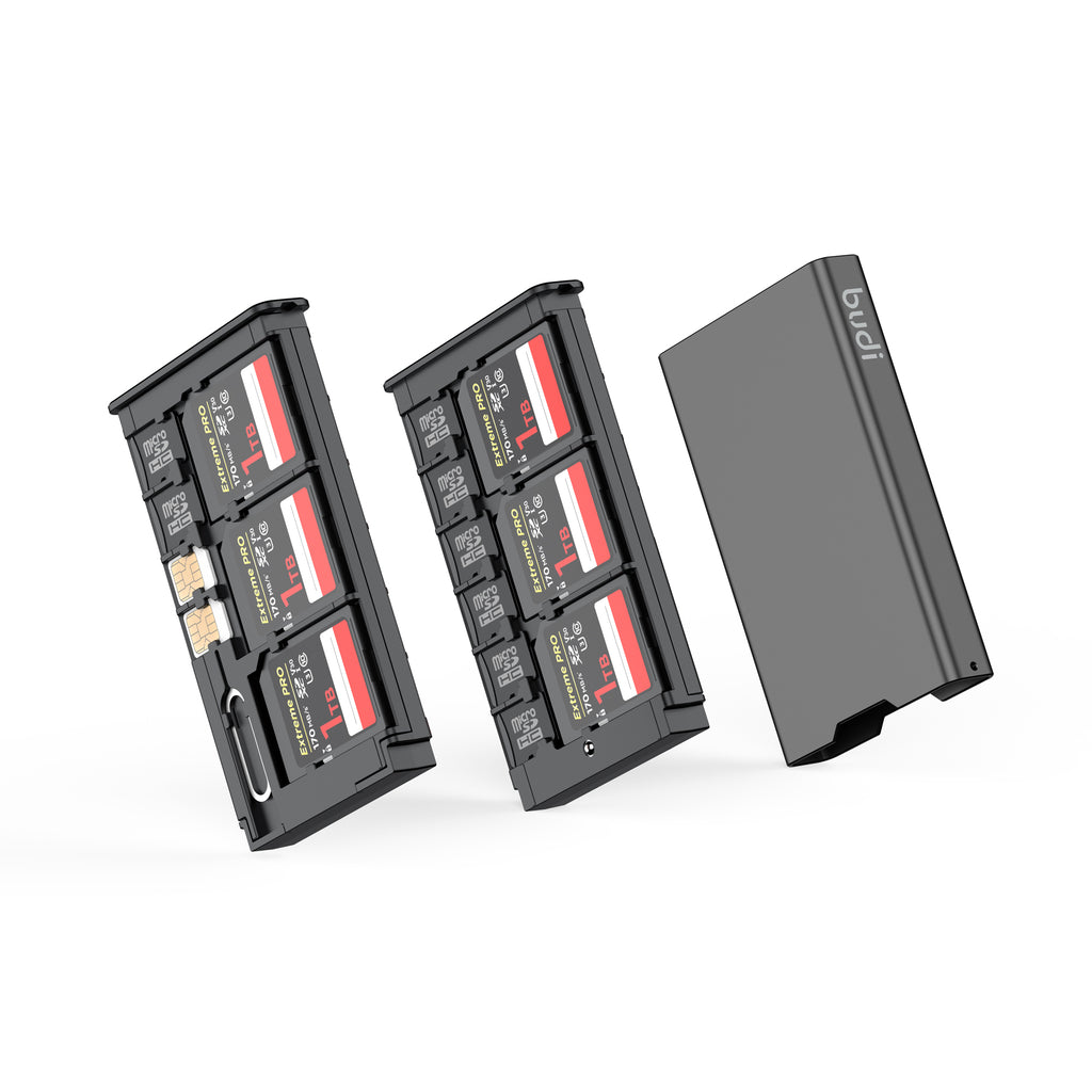 Multi-Functional Memory Card Storage Box | SD, TF & Nano SIM Slots + Ejector Pin | Aluminum Alloy