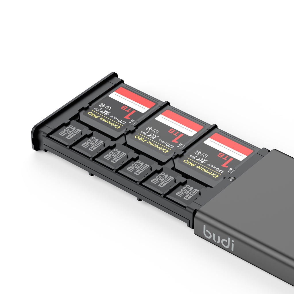 Multi-Functional Memory Card Storage Box | SD, TF & Nano SIM Slots + Ejector Pin | Aluminum Alloy