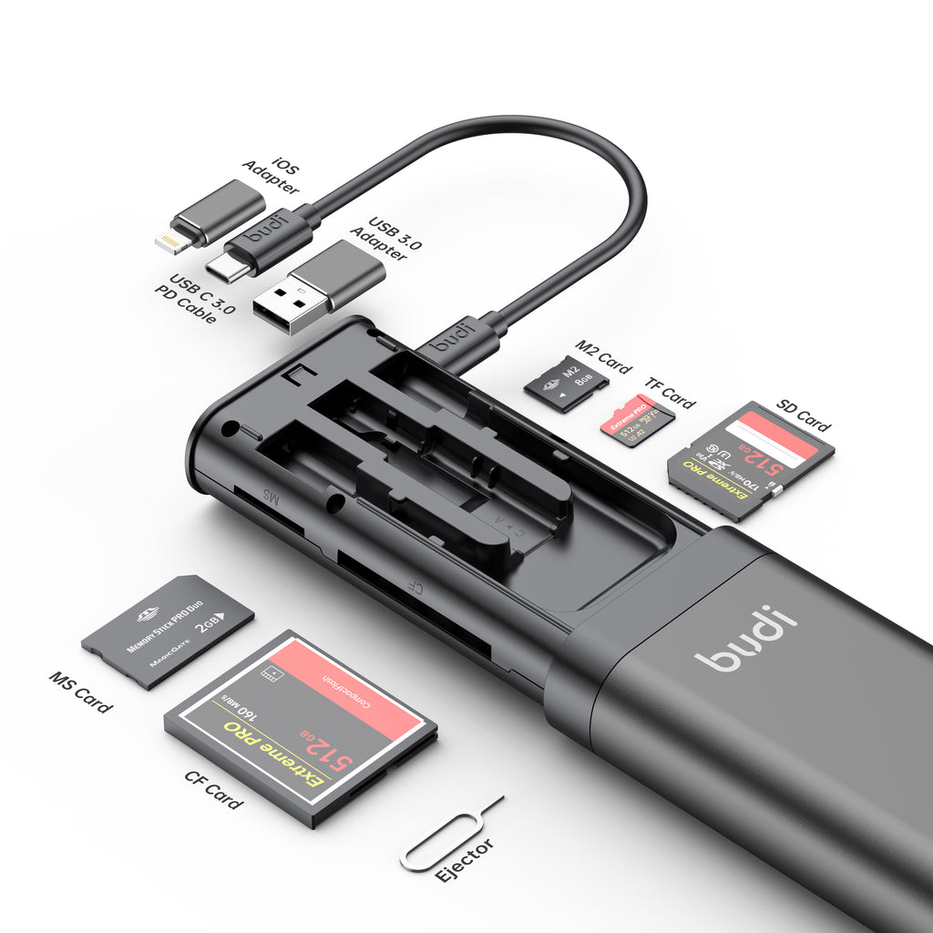 USB-C 3.0 Multi-Card Reader Storage Stick | TF/SD/CF/MS/M2 | Supports up to 512GB
