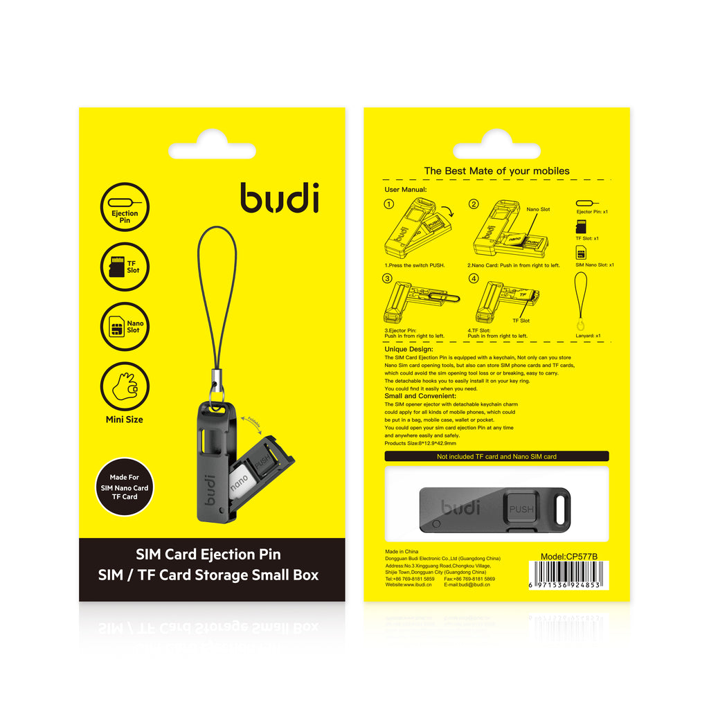 SIM Card Ejector Pin with SIM / TF Card Storage Box