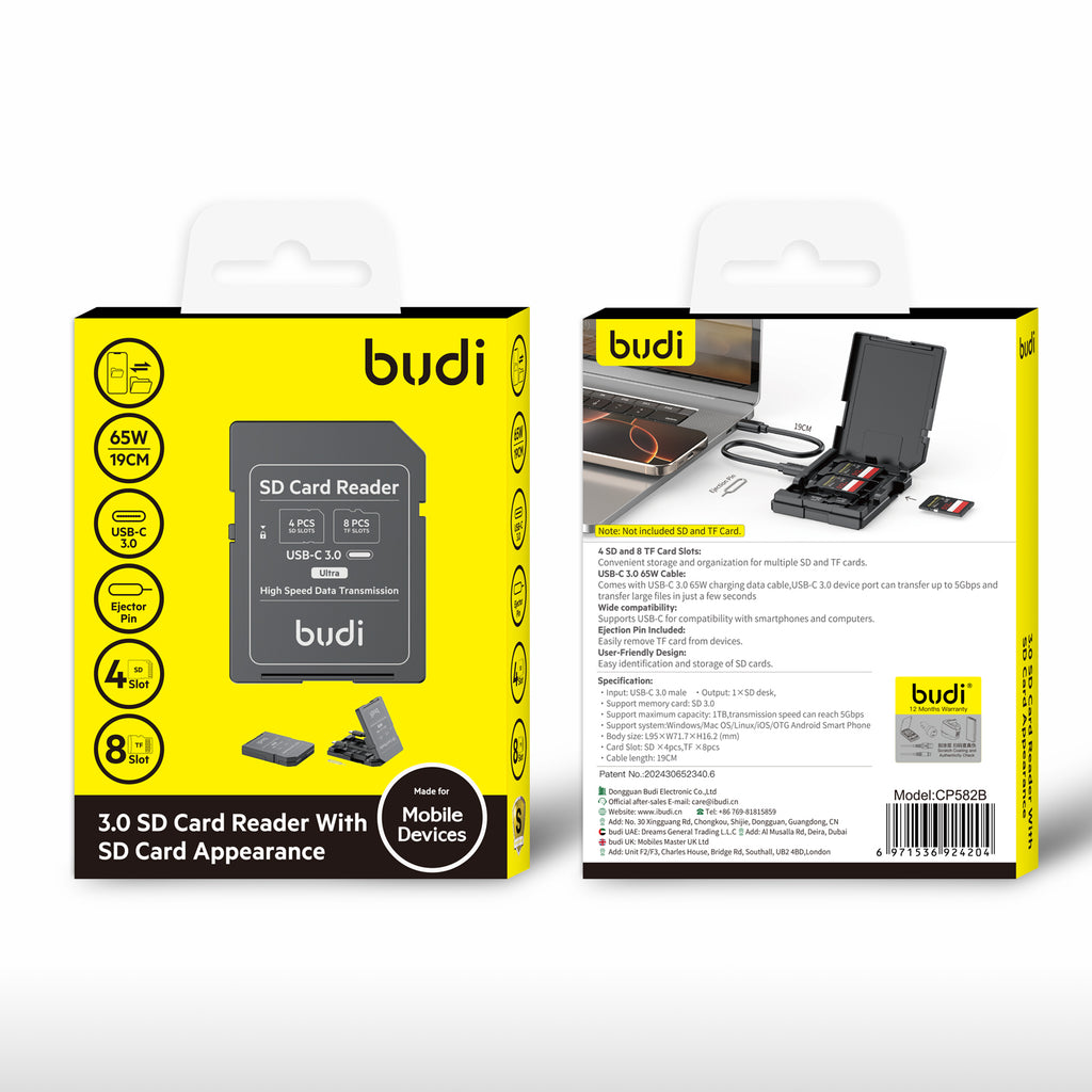 USB-C 3.0 SD Card Reader | 5Gbps Transfer Speed | Supports up to 1TB