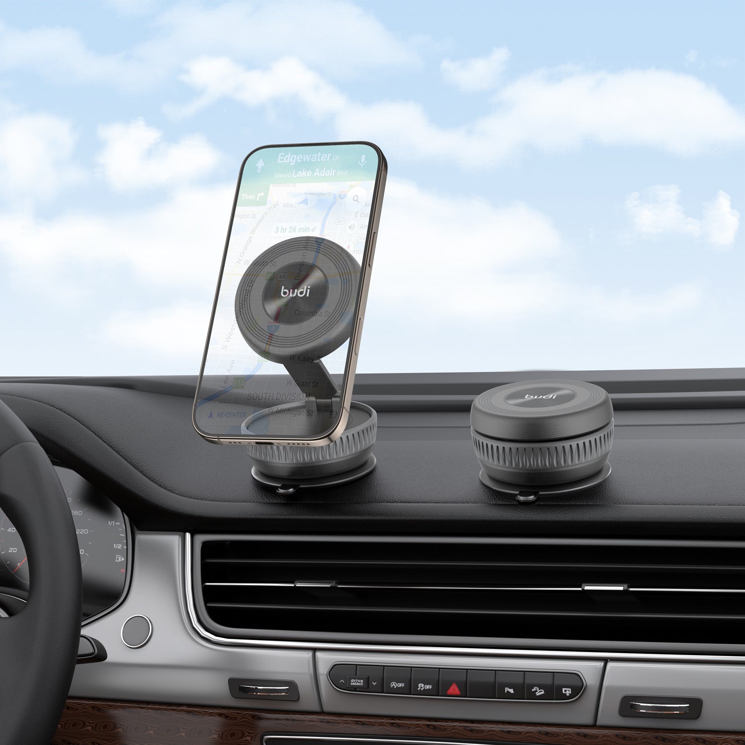 Magnetic Folding Car Phone Mount Holder with Suction Base