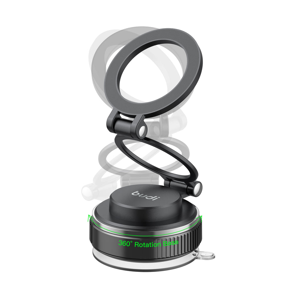 Magnetic Car Phone Mount with Suction Base | Stretch, Fold & Rotate to Any Angle