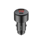 LED Display 48W PD+QC 2-Port Car Charger (1x USB-C + 1x USB-A) | Aluminum Alloy Shell