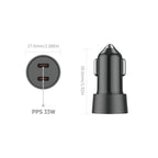 33W PD/PPS 2-Port USB-C Mini Car Charger with 27W USB-C to Lightning Cable | Fire-Resistant PC Shell