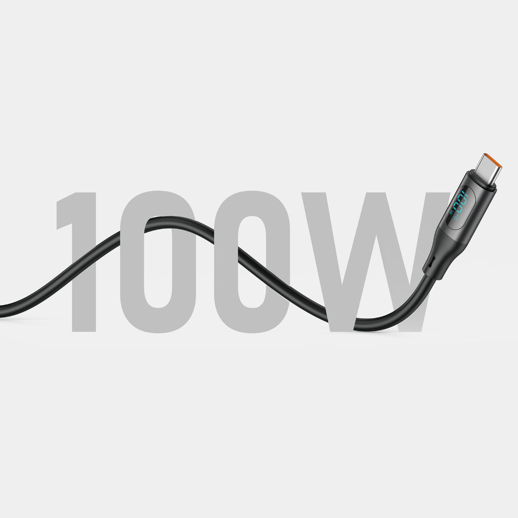 LED Digital Display 100W USB-C to USB-C Fast Charging Cable 1.2m | Pure Copper Core | Silicone Jacket | Aluminum Alloy Shell