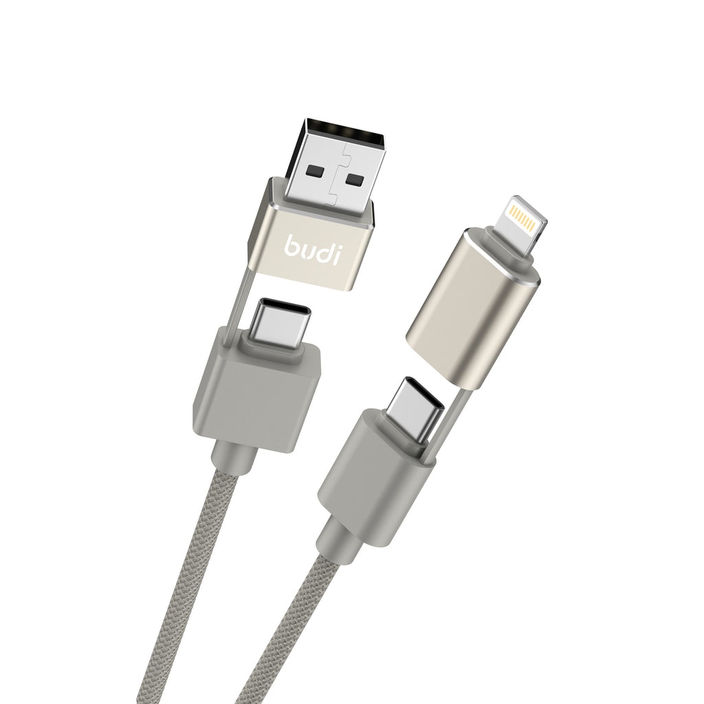 PD 65W/27W 4-IN-1 Multi-Connector Fast Charging Cable 1m | Pure Copper Core | Nylon Braided | Aluminum Alloy Shell