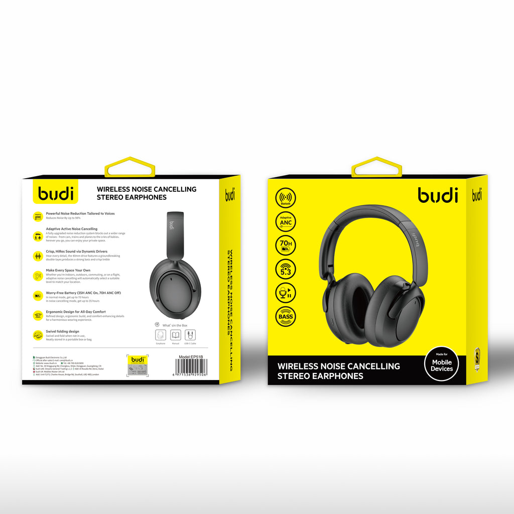Wireless Noise Cancelling Over-Ear Stereo Headphones