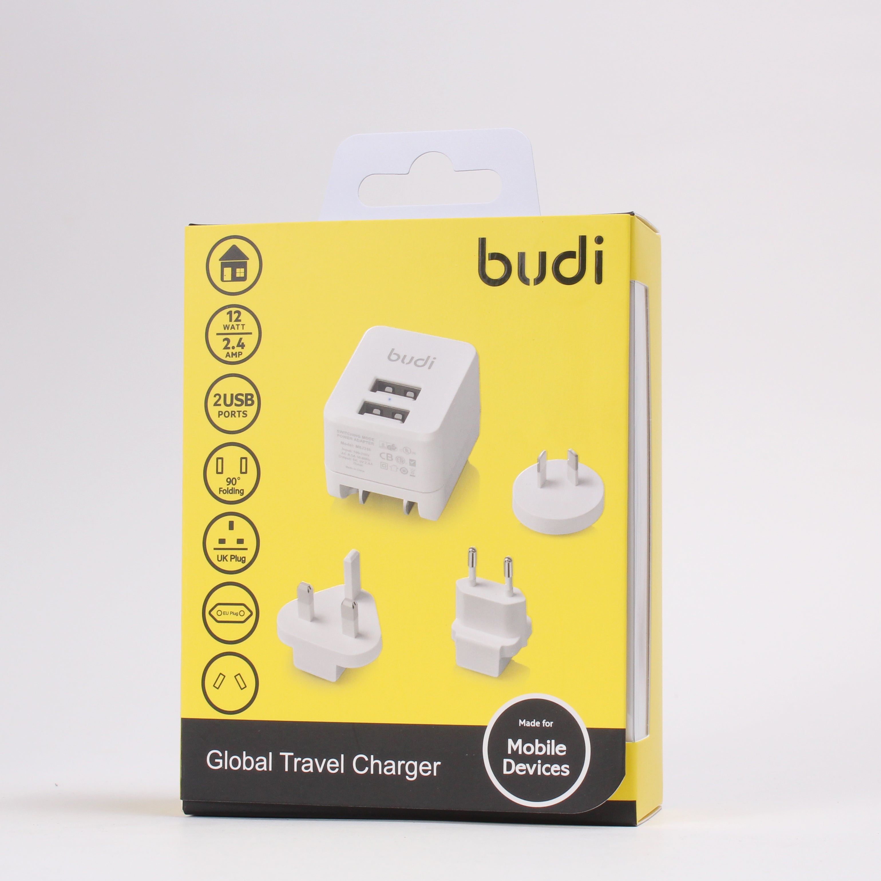 35W PD+QC 2-Port USB Wall Charger (1x USB-C + 1x USB-A) | 4 Interchangeable Plugs (UK/EU/AU/US)