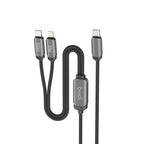 100W 2-IN-1 USB-C to USB-C + Lightning (30W) Fast Charging Cable 1.2m | Pure Copper Core | Nylon Braided | Aluminum Alloy Shell