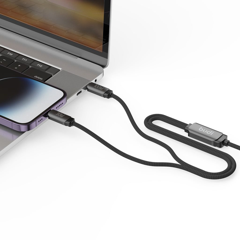 100W 2-IN-1 USB-C to USB-C + Lightning (30W) Fast Charging Cable 1.2m | Pure Copper Core | Nylon Braided | Aluminum Alloy Shell
