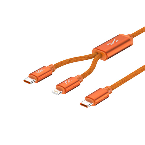 100W 2-IN-1 USB-C to USB-C + Lightning (27W) Fast Charging Cable 1.5m | Pure Copper Core | Nylon Braided | Aluminum Alloy Shell