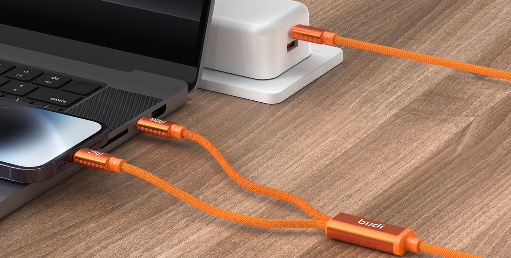 100W 2-IN-1 USB-C to USB-C + Lightning (27W) Fast Charging Cable 1.5m | Pure Copper Core | Nylon Braided | Aluminum Alloy Shell