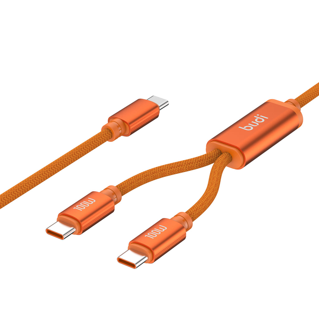 100W 2-IN-1 USB-C to Dual USB-C Fast Charging Cable 1.5m | Pure Copper Core | Nylon Braided | Aluminum Alloy Shell