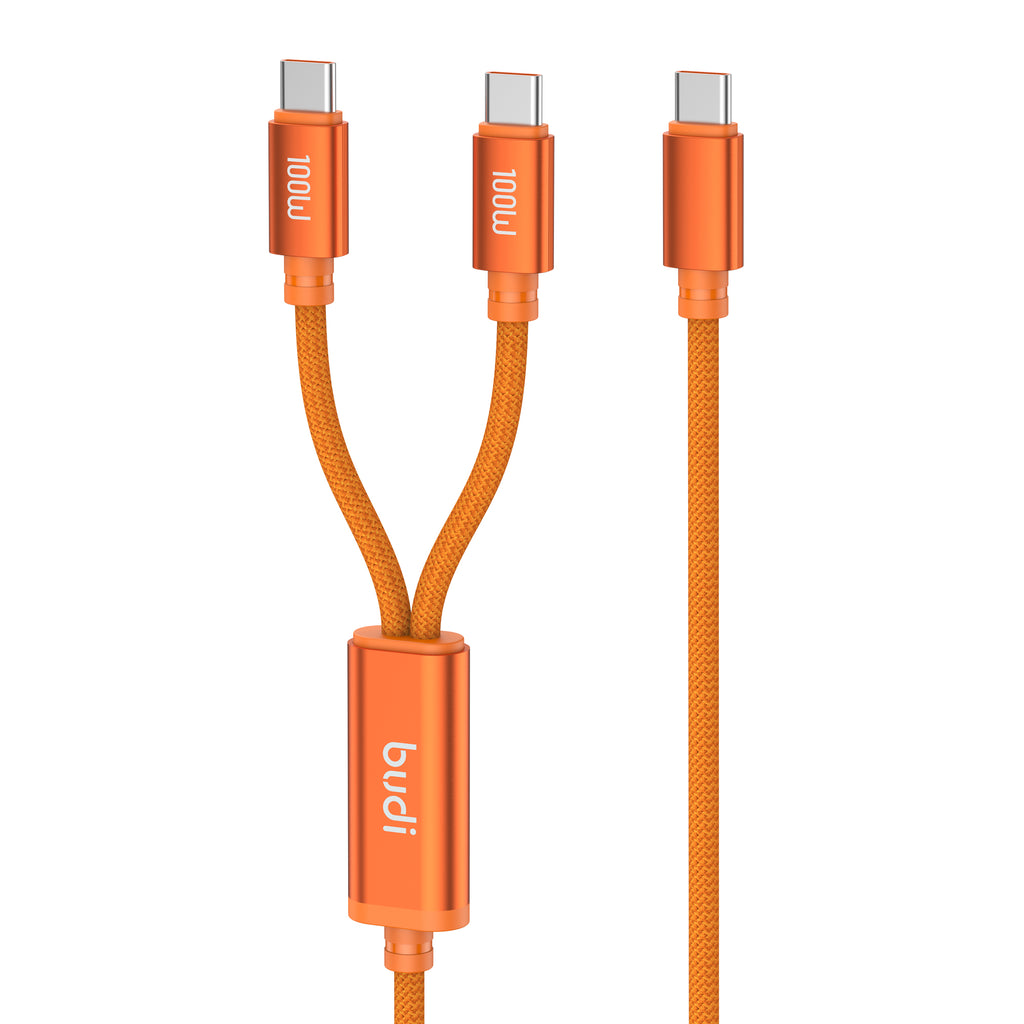 100W 2-IN-1 USB-C to Dual USB-C Fast Charging Cable 1.5m | Pure Copper Core | Nylon Braided | Aluminum Alloy Shell