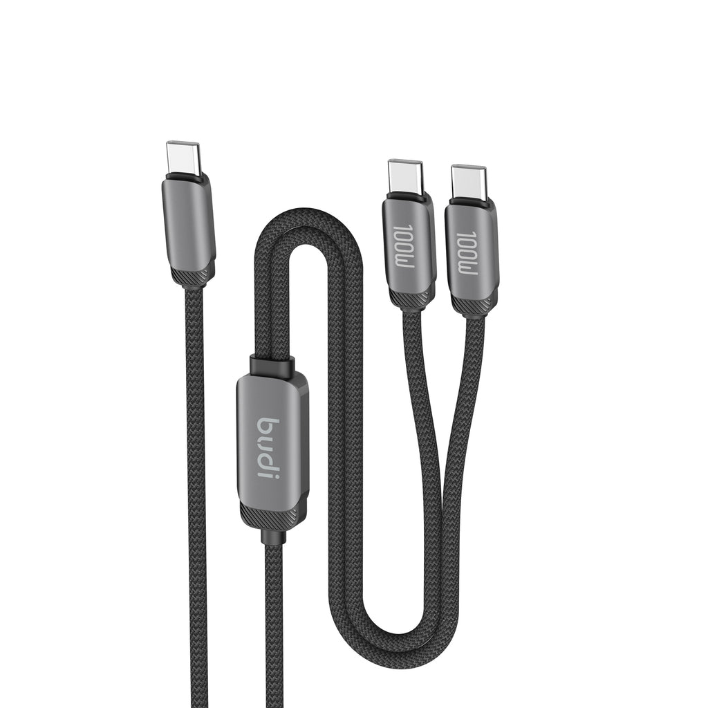 100W 2-IN-1 USB-C to Dual USB-C Fast Charging Cable 1.2m | Pure Copper Core | Nylon Braided | Aluminum Alloy Shell